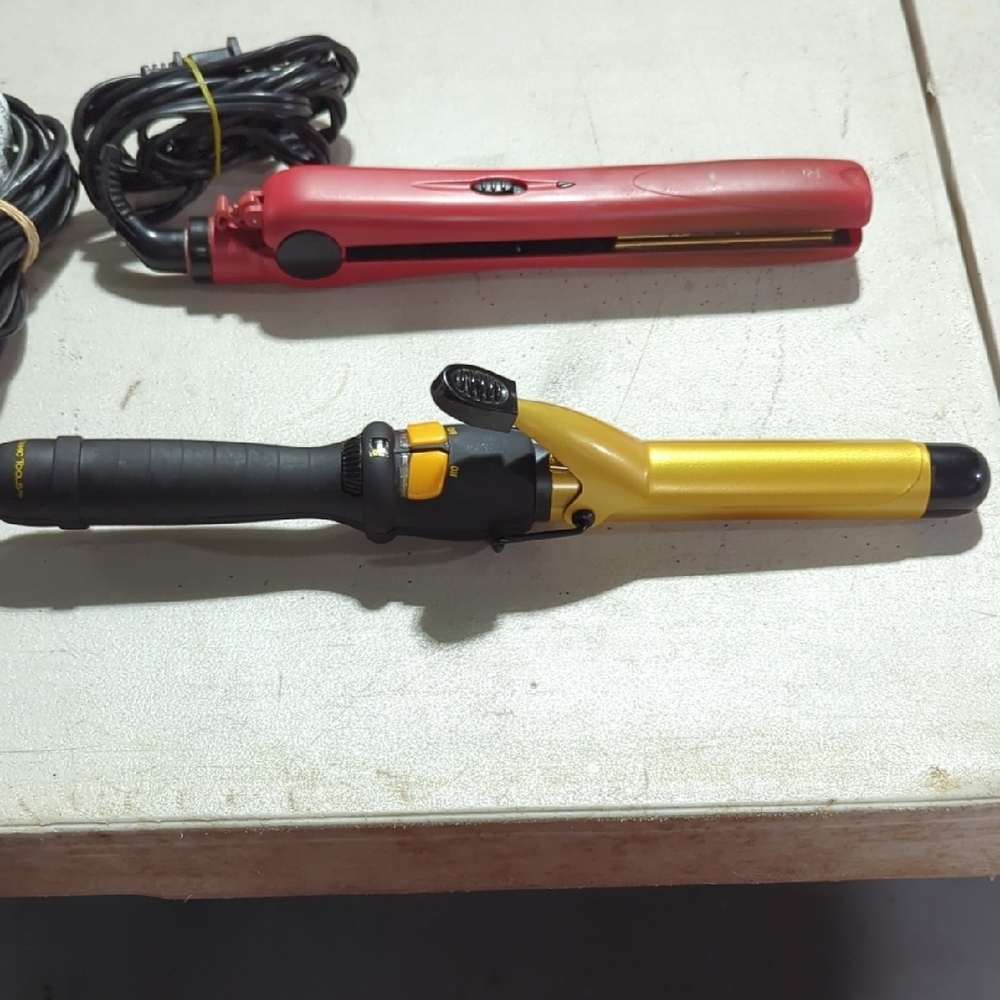 Gold and Red Hair Styling Tools